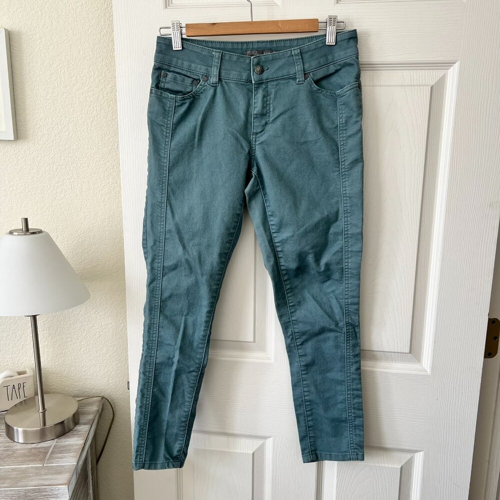 Prana Carlotta Skinny Pants 6/28 Teal Organic Cotton Stretch Ankle